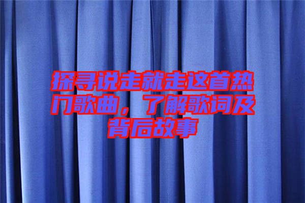 探尋說走就走這首熱門歌曲，了解歌詞及背后故事