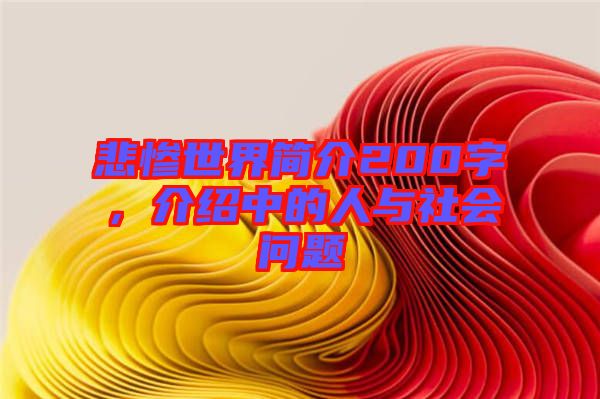 悲慘世界簡介200字，介紹中的人與社會問題