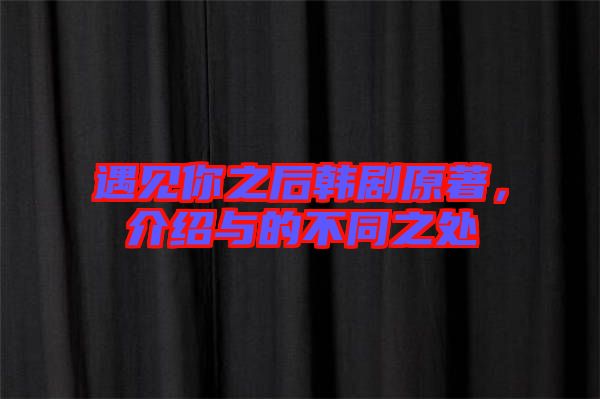 遇見你之后韓劇原著，介紹與的不同之處
