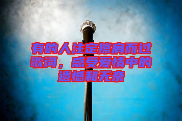 有的人注定擦肩而過(guò)歌詞，感受愛(ài)情中的遺憾和無(wú)奈